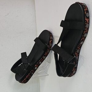 Jessica Simpson Women's Black Leopard Print Perie Flat Sandal Size 8.5